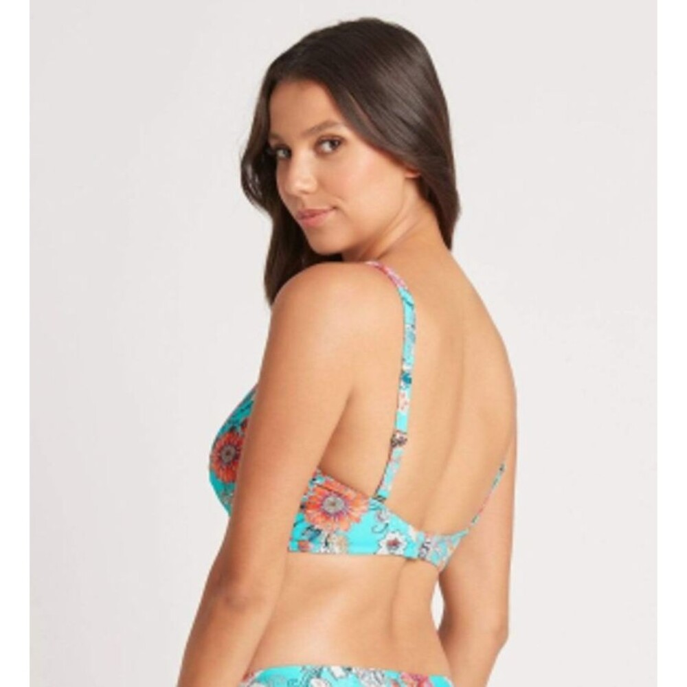 NWT Sea Level Swim Dominica Tri Bra Bikini Swim Top With Luminous Trim Aqua 10 - Picture 3 of 13